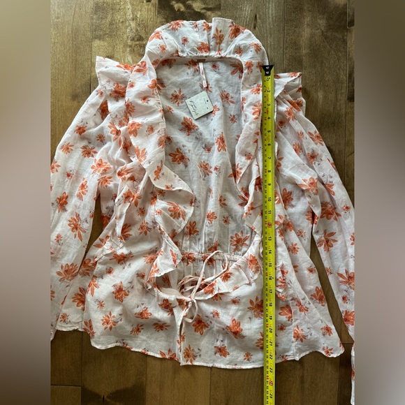 NWT Free People Amanda Floral Ruffle Wrap Blouse - Picture 5 of 6